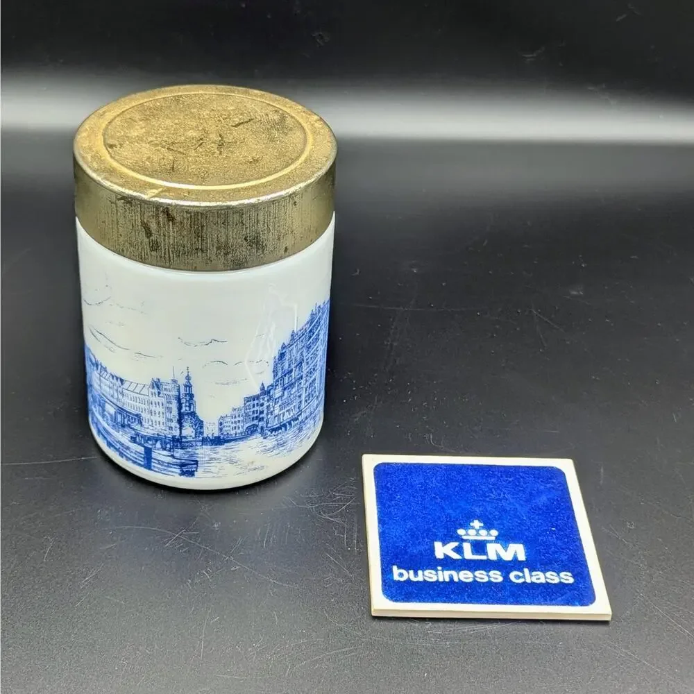 KLM Business Class Delft Blue Amsterdam Jar & Mini Tile Set – Royal Goedewaagen